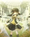  bad_id bad_pixiv_id brown_eyes brown_hair gloves original solo sword twintails weapon wings yamiko 