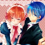  angel_beats! bad_id bad_pixiv_id blue_eyes blue_hair brown_eyes brown_hair butler crossdressing highres hinata_(angel_beats!) maid male_focus multiple_boys necktie one_eye_closed otonashi_(angel_beats!) shiroto_iku usa_(cubic) 