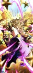  3boys absurdres artist_name blonde_hair braid braided_ponytail commentary diego_brando dio_brando dio_brando's_pose english_commentary fingernails from_behind giorno_giovanna green_eyes highres jacket jojo_no_kimyou_na_bouken jojo_pose long_hair looking_at_viewer male_focus multiple_boys noonvincent pink_jacket single_braid star_(symbol) stardust_crusaders steel_ball_run upper_body vento_aureo victory_rolls 