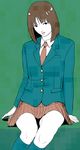  brown_hair copyright_request necktie short_hair sitting socks solo tanaka_hirotaka uniform 