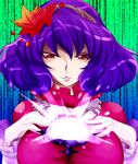  aku_(dejigiga) breasts large_breasts purple_hair red_eyes solo touhou yasaka_kanako 