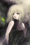  bare_shoulders blonde_hair green_eyes mizuhashi_parsee open_mouth pointy_ears ringed_eyes sleeveless sleeveless_turtleneck solo sugai touhou turtleneck upper_body 