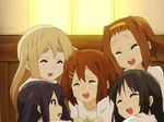  akiyama_mio amano_kouki black_hair blonde_hair brown_hair closed_eyes happy hirasawa_yui k-on! kotobuki_tsumugi long_hair multiple_girls nakano_azusa official_style open_mouth round_teeth short_hair tainaka_ritsu tears teeth twintails 