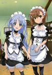  absurdres alternate_costume bloomers blush cosplay enmaided frills hair_ornament hairclip highres index itou_youko kaichou_wa_maid-sama! maid maid_headdress megami messy_hair misaka_mikoto multiple_girls official_art smile thighhighs to_aru_kagaku_no_railgun to_aru_majutsu_no_index twintails underwear zettai_ryouiki 