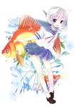  animal_ears cat_ears fish flower legs miyoshino original school_uniform solo 