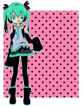  :p ;p ;q aqua_eyes aqua_hair detached_sleeves hatsune_miku long_hair long_sleeves one_eye_closed solo thighhighs tongue tongue_out twintails ume_(pickled_plum) vocaloid younger 