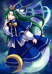  bow green_eyes green_hair hat long_hair manoha_(sawayaka-batake) mima solo staff touhou wizard_hat 