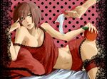  apple bad_id bad_pixiv_id boyshorts breasts brown_eyes brown_hair camisole cleavage food frilled_pillow frills fruit gsn large_breasts lingerie lying meiko nail_polish on_side pillow pink_nails romeo_to_cinderella_(vocaloid) shoes short_hair solo underwear vocaloid 