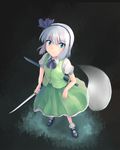  bad_id bad_pixiv_id blue_eyes ghost hairband hitodama katana konpaku_youmu konpaku_youmu_(ghost) looking_up solo sword touhou weapon white_hair yuki_usagi_(mofurafu) 