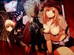  3boys bad_id bad_pixiv_id bell bikini_top black_hair blonde_hair blue_eyes breasts brown_eyes choker cleavage garter_belt gun hat kure_eiji large_breasts marionette military military_uniform multiple_boys multiple_girls original puppet thighhighs thread top_hat uniform weapon 