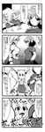  breasts check_translation comic greyscale hairband highres horn horns hoshiguma_yuugi ibuki_suika iwatobi_hiro large_breasts long_hair looking_at_breasts mirror monochrome multiple_girls pointy_ears ribbon rope short_hair touhou translated translation_request yasaka_kanako 