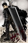  armor bandage bandages berserk blood cape comic dragonslayer_(sword) fantasy gauntlet gauntlets guts huge_sword huge_weapon manga sword weapon 