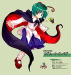  alphes_(style) androgynous antennae bug cape character_name green_eyes green_hair parody pfalz reverse_trap short_hair smile solo style_parody touhou translated wriggle_nightbug 