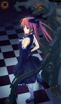  bad_id bad_pixiv_id dress elbow_gloves gloves highres kneehighs mecha nfb-zmc original pink_hair red_eyes socks solo vacuum_cleaner 