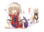  alice_margatroid blonde_hair blue_eyes braid crossed_legs exercise hairband hyuuga_azuri kirisame_marisa multiple_girls one_eye_closed push-ups short_hair sitting touhou trembling 