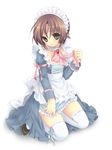  bad_id bad_pixiv_id bow brown_eyes brown_hair choker crossdressing hairband highres little_busters! maid maid_headdress male_focus naoe_riki otoko_no_ko pink_bow ribbon sakura_neko solo thighhighs 