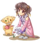  anise_tatlin artist_request brown_eyes brown_hair doll flower gloves lowres ribbon smile solo squatting stuffed_toy tales_of_(series) tales_of_the_abyss tokunaga twintails 