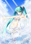  aqua_eyes aqua_hair bikini hatsune_miku highres long_hair one_eye_closed rankiryuu solo swimsuit twintails very_long_hair vocaloid 