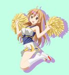  b_(papiopine) brown_eyes brown_hair cheerleader chuunibyou_demo_koi_ga_shitai! jumping long_hair nibutani_shinka pom_poms side_ponytail skirt 