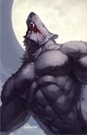  blood canine crying fangs male mammal moon muscles null-ghost pecs were werewolf 