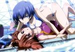  2girls akuma_no_riddle azuma_tokaku bikini ichinose_haru nyantype pool scan swimsuit water wet 