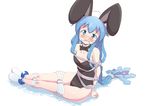  1girl animal_ears arms_behind_back bdsm bondage bound bunny__ears bunny_ears bunnysuit female gagged ikamusume looking_at_viewer rope shinryaku!_ikamusume solo stormcow 