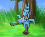  absurd_res anthro anus balls barefoot blush butt canine cowgirl_position cum cum_in_pussy cum_inside cum_on_penis dancingchar duo erection female fur hand_on_butt hi_res jackal knot long_ears lucario male mammal nintendo nude on_top open_mouth orgasm outside pawpads paws penetration penis pok&#233;mon pok&eacute;mon riolu sex sharp_teeth sitting size_difference straddling straight sweat teeth tongue tongue_out tree vaginal vaginal_penetration video_games 
