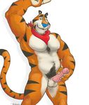  anthro armpit_hair armpits balls biceps big_muscles blue_nose body_hair chest_hair feline humanoid_penis kellogg's kirron male mammal mascot masturbation muscles nipples nude pecs penis pink_penis plain_background pubes raised_arm solo standing tiger tony_the_tiger vein white_background yellow_eyes 