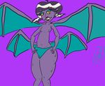  2014 anthro breasts chubby crobat female looking_at_viewer nintendo nipples nude plain_background pok&eacute;mon red_eyes small_breasts smile solo thighs video_games wings yugklabs 