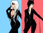  2girls batman_(series) black_cat black_cat_(marvel) black_hair bodysuit catwoman crossover dc_comics female marvel mask multiple_girls spider-man_(series) 