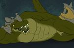  abs alligator anthro anubis_kruger_(artist) biceps crocodile happy headgear hi_res league_of_legends looking_at_viewer lying male manly muscles nude on_floor on_side open_mouth pecs penis renekton reptile scalie sharp_teeth smile solo teeth tongue tongue_out uncut unknown_artist 
