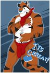  amwulf anthro balls biceps big_muscles bulge feline kellogg's male mammal mascot muscles nipples pecs penis pose solo text tiger tony_the_tiger underwear 