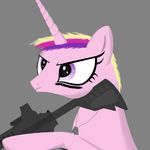  dog_tags equine female friendship_is_magic fur gun hair hi_res m4 mammal my_little_pony neckbeardofthewest pink_fur princess_cadance_(mlp) ranged_weapon short_hair solo weapon 