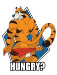  anthro balls biceps butt feline frosted_flakes kellogg&#039;s kellogg's looking_at_viewer looking_back male mammal mascot mooning muscles nude requiembeatz solo text tiger tony_the_tiger 