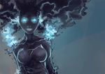  1girl black_skin dc_comics female glowing glowing_eyes glowing_skin haggylagman highres no_pupils open_mouth smoke solid_eyes solo solstice teen_titans 