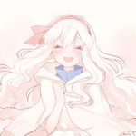  :d ^_^ artist_name bad_id bad_pixiv_id blush bow closed_eyes crying dress hair_bow hairband kagerou_project kozakura_marry long_hair marin_(myuy_3) open_mouth smile solo tears white_hair 