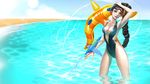  alternate_costume arm_up armpits artist_request black_hair blue_eyes braid breasts cleavage highres inflatable_toy league_of_legends long_hair looking_at_viewer medium_breasts shauna_vayne solo source_request sunglasses swimsuit thighs very_long_hair wading water water_gun 