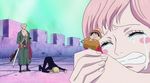  animated animated_gif blonde_hair blush_stickers crying eating fishman_island giantess green_hair mermaid monkey_d_luffy monster_girl one_piece pink_hair roronoa_zoro sanji shirahoshi sword weapon 