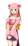  dress hair_ornament official_art onigiri_(mmorpg) open_mouth pink_hair purple_eyes shizuka_(onigiri) solo thighhighs transparent_background wakaba 