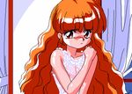  angry animahjong_x animated animated_gif artist_request breasts crossed_arms long_hair looking_at_viewer lowres nipples orange_eyes orange_hair pc98 rumi_(animahjong_x) see-through small_breasts sogna solo topless undressing 