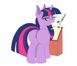  animal_genitalia anus book equine female feral friendship_is_magic fur grin hair hooves horn horse ink looking_at_viewer looking_back mammal my_little_pony pen pony presenting purple_eyes pussy smile solo stereoflip twilight_sparkle_(mlp) unicorn 