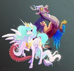  discord_(mlp) draconequus duo equine female feral friendship_is_magic horn horse male mammal my_little_pony pony princess_celestia_(mlp) stepandy winged_unicorn wings 