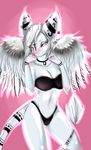  breasts ere-yandara exotic fur horn iliume invalid_tag mammal pink_eyes solo tattooed white_fur wings 