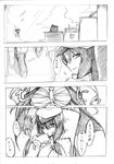  absurdres comic desk female_admiral_(kantai_collection) fumotewi greyscale highres kantai_collection monochrome multiple_girls musashi_(kantai_collection) traditional_media translation_request 