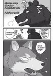  angry bear big_bad_wolf blush canine comic gay grin male mammal maririn nude text wolf 