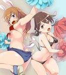  :d animal_ears arm_up ass bad_id bad_twitter_id bare_shoulders bikini bikini_top black_bikini blue_eyes blush breasts brown_hair bunny_ears charlotte_e_yeager cleavage denim denim_shorts front-tie_top gertrud_barkhorn hi-ho- large_breasts leg_up long_hair low_twintails medium_breasts multiple_girls navel open_fly open_mouth orange_hair pom_poms red_bikini shiny shiny_skin short_shorts shorts smile strike_witches sweat swimsuit tail twintails underboob unzipped world_witches_series 