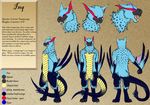 blue_fur blue_scales fur gold_scales herm inq intersex male maleherm model_sheet monster_hunter multiple_poses nargacuga ratte solo video_games wings wyvern 
