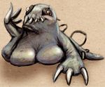  blob breasts claws coy digimon female goo looking_at_viewer raremon teeth 