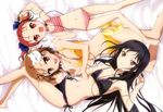  accel_world barefoot bikini black_hair brown_eyes brown_hair fang kouzuki_yuniko kurashima_chiyuri kuro_yuki_hime long_hair megami navel purple_eyes red_eyes red_hair short_hair swimsuit twintails 