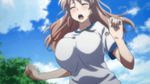  animated animated_gif bouncing_breasts breasts eyes_closed huge_breasts koumi_haruka long_hair lowres rail_wars! running 